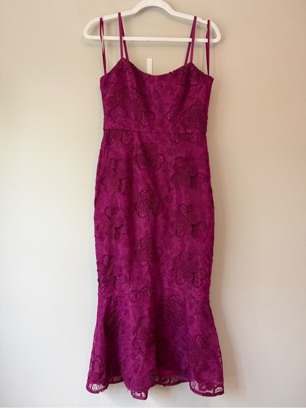 Lumier by Bariano Lace Mermaid Midi Dress Size XS | Magenta | NWT